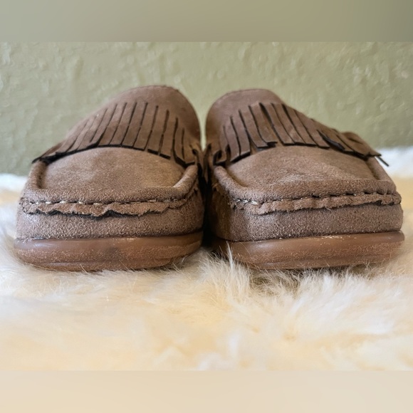Pierre Dumas - Taupe Tan Fringe Suede Moccassins Loafers Flats Slide On Shoes - Picture 9 of 11